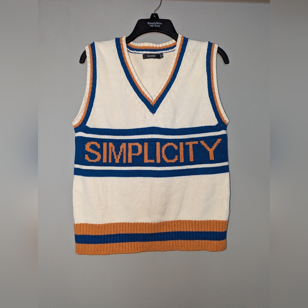 Kuose color block v-neck sweater sleeveless simplicity size medium 18x24